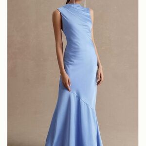Anthropologie Significant Other Lana Cowl-Neck Tie-Back Satin Maxi Dress